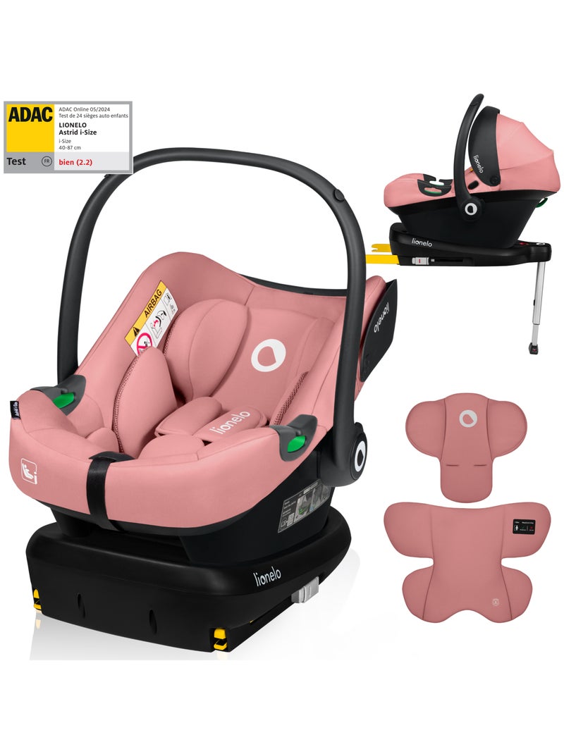 Siège-auto avec base ISOFIX - LIONELO Astrid i-Size - 40-87 cm - Sécurité ADAC Rose - Kiabi