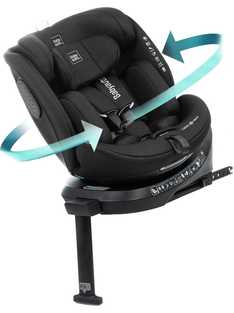 Siège auto Core Ifix avec Support Leg  40-150 cm Babyauto BLACK LINE EMBOSSED Noir Noir - Kiabi
