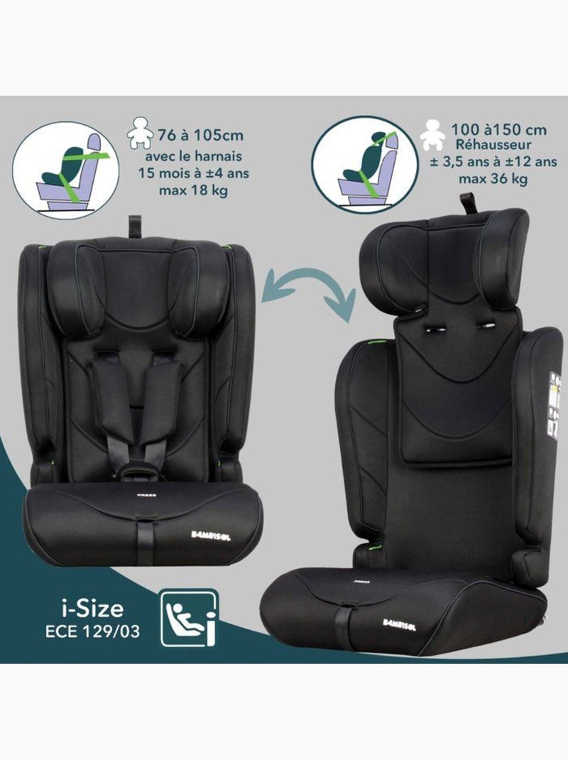 Siège auto évolutif i-size 76-150 cm groupe 1/2/3 ceinturé - ay570n - bambisol Noir - Kiabi