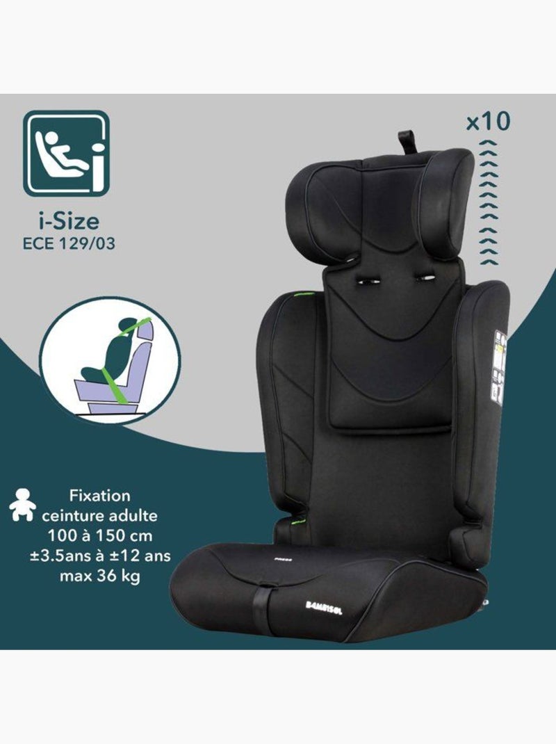 Siège auto évolutif i-size 76-150 cm groupe 1/2/3 ceinturé - ay570n - bambisol Noir - Kiabi