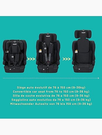 Siège auto évolutif i-size 76-150 cm groupe 1/2/3 ceinturé avec réducteur - rio - nania