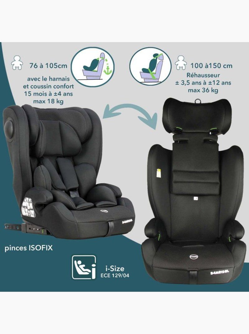 Siège auto évolutif i-size 76-150 cm groupe 1/2/3 isofix avec réducteur - ay575n - bambisol Noir - Kiabi