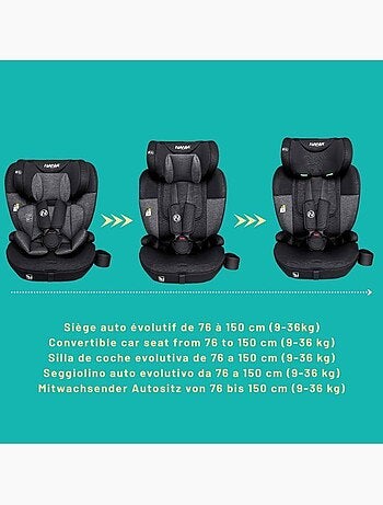 Siège auto évolutif i-size 76-150 cm groupe 1/2/3 isofix avec réducteur - milano - nania