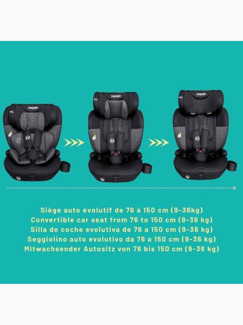 Siège auto évolutif i-size 76-150 cm groupe 1/2/3 isofix avec réducteur - milano - nania Noir - Kiabi