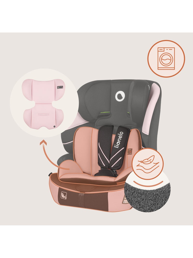 Siège auto évolutif LIONELO Levi Fix i-Size - ISOFIX - 76-150 cm - Groupe 1/2/3 Noir Rose - Kiabi