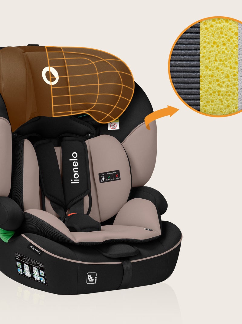Siège auto évolutif LIONELO Levi i-Size - 76-150 cm - Groupe 1/2/3 Beige/Noir - Kiabi