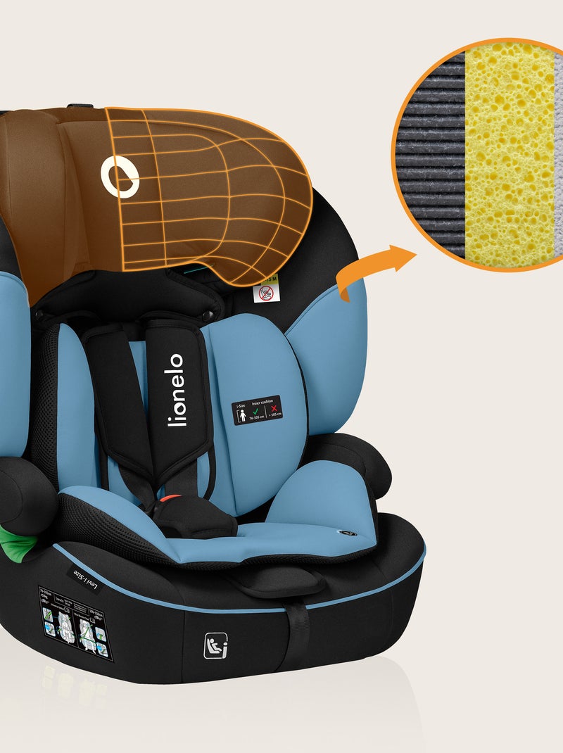 Siège auto évolutif LIONELO Levi i-Size - 76-150 cm - Groupe 1/2/3 Bleu Noir - Kiabi
