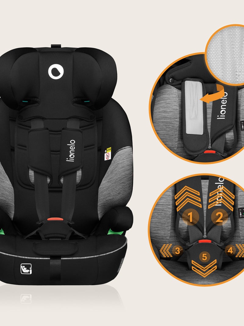 Siège auto évolutif LIONELO Levi i-Size - 76-150 cm - Groupe 1/2/3 Noir Gris - Kiabi
