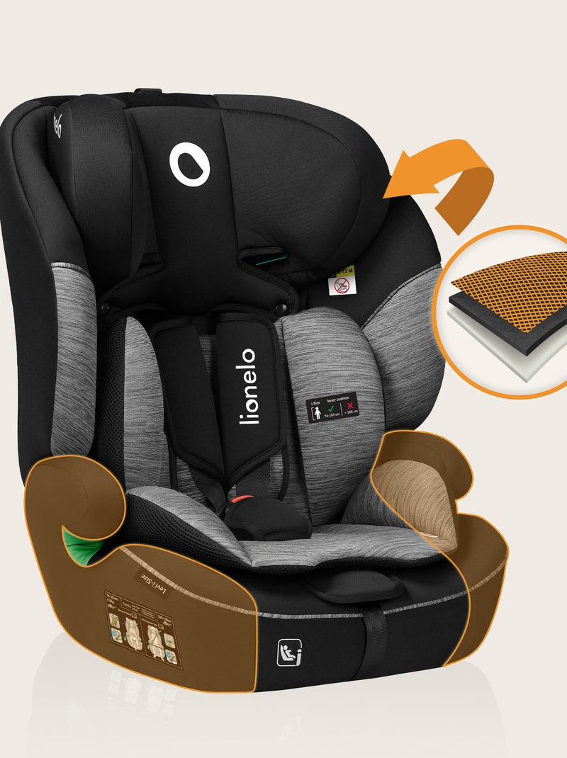 Siège auto évolutif LIONELO Levi i-Size - 76-150 cm - Groupe 1/2/3 Noir Gris - Kiabi