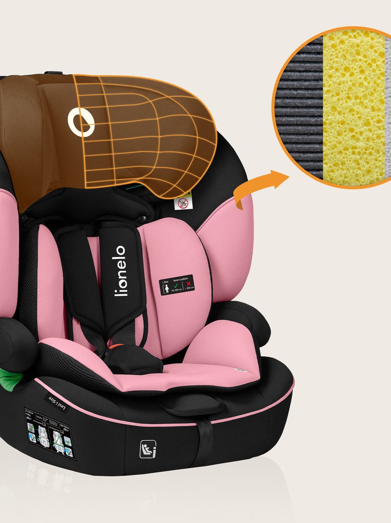 Siège auto évolutif LIONELO Levi i-Size - 76-150 cm - Groupe 1/2/3 Noir Rose - Kiabi