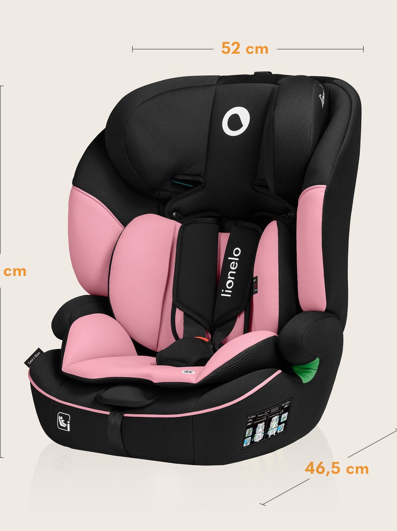 Siège auto évolutif LIONELO Levi i-Size - 76-150 cm - Groupe 1/2/3 Noir Rose - Kiabi