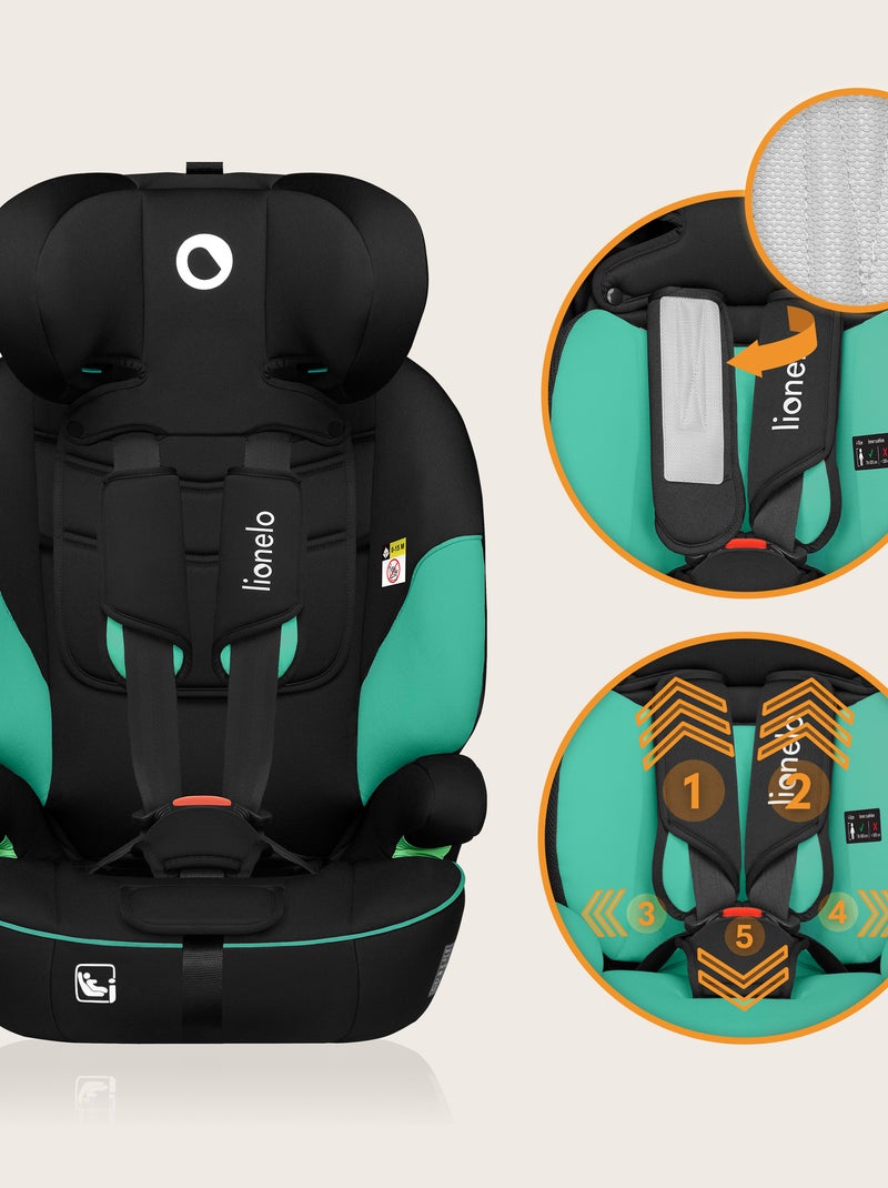Siège auto évolutif LIONELO Levi i-Size - 76-150 cm - Groupe 1/2/3 Noir Vert - Kiabi