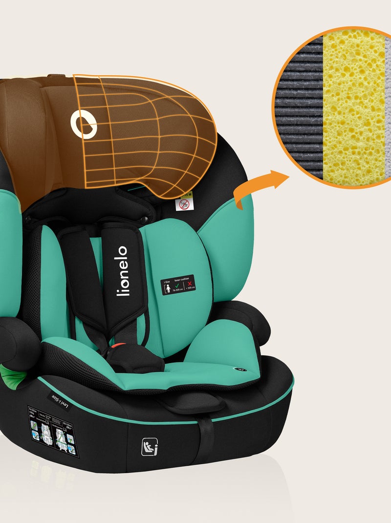 Siège auto évolutif LIONELO Levi i-Size - 76-150 cm - Groupe 1/2/3 Noir Vert - Kiabi