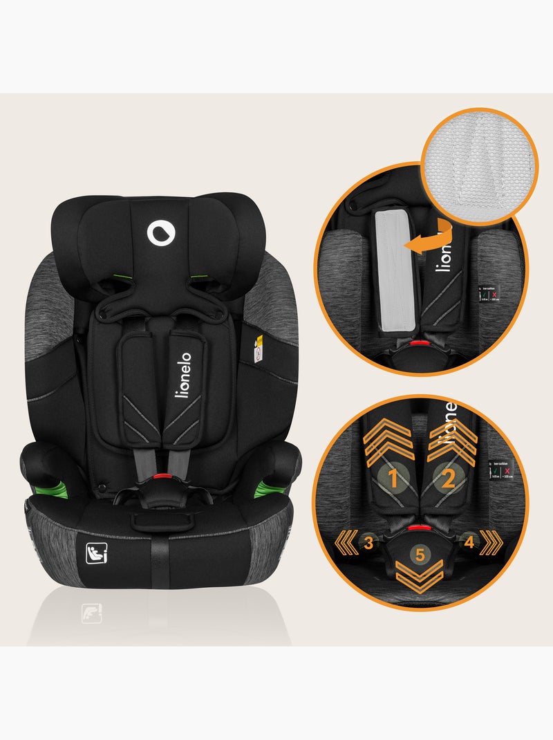 Siège auto évolutif LIONELO Levi One i-Size - 76-150 cm - Groupe 1/2/3 Noir Gris anthracite - Kiabi