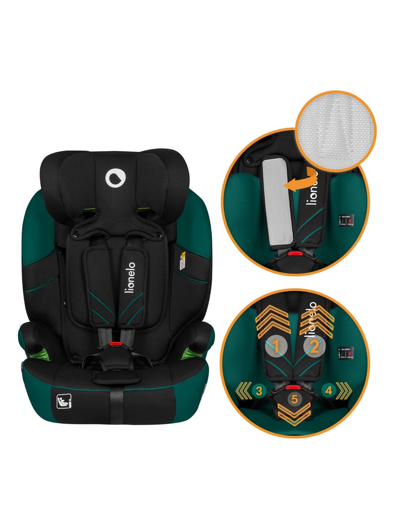 Siège auto évolutif LIONELO Levi One i-Size - 76-150 cm - Groupe 1/2/3 Noir Vert Noir - Kiabi