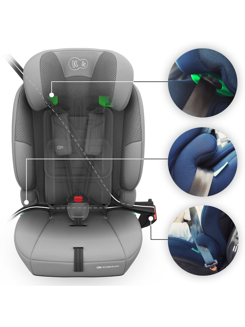 Siège auto i-Size 3-en-1 Kinderkraft COMFORT UP 2 PLUS 76-150 cm R129, appui-tête 12 positions Gris - Kiabi