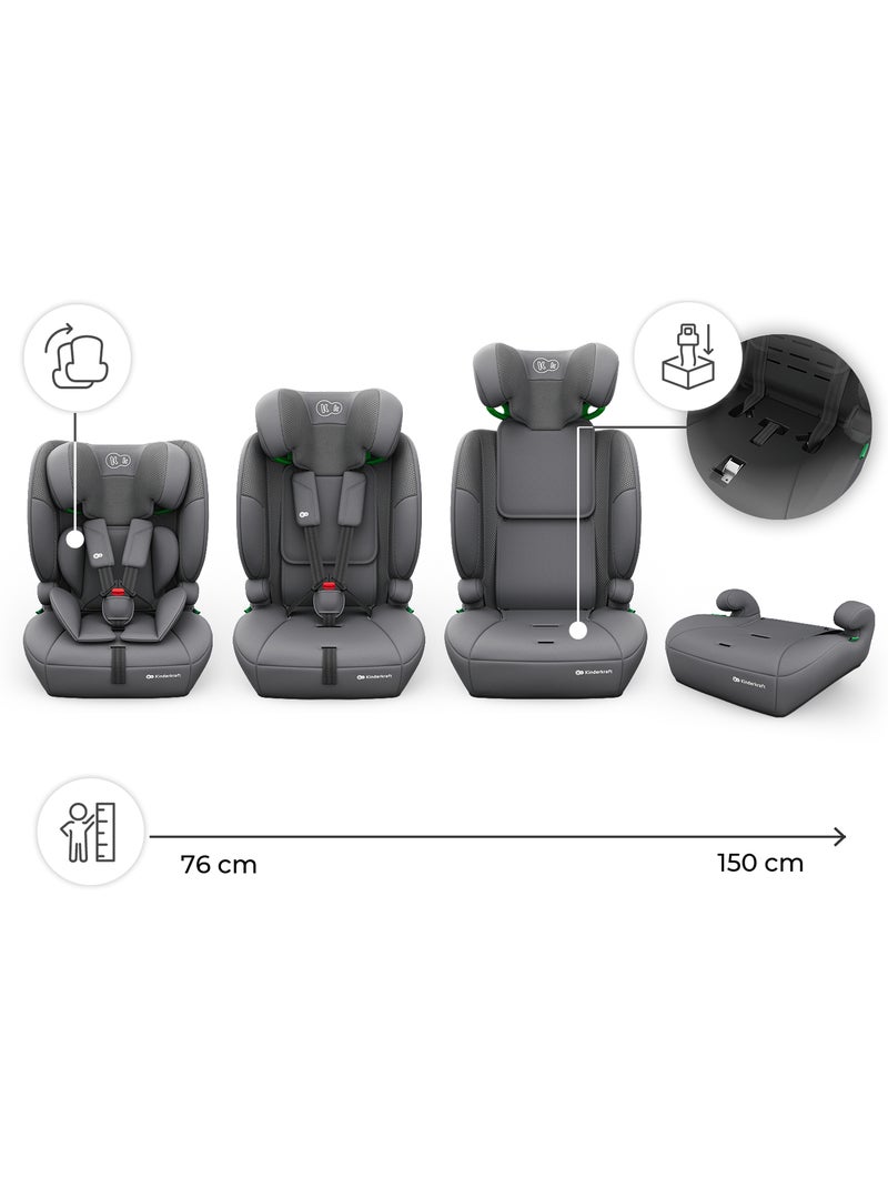 Siège auto i-Size 3-en-1 Kinderkraft COMFORT UP 2 PLUS 76-150 cm R129, appui-tête 12 positions Gris - Kiabi