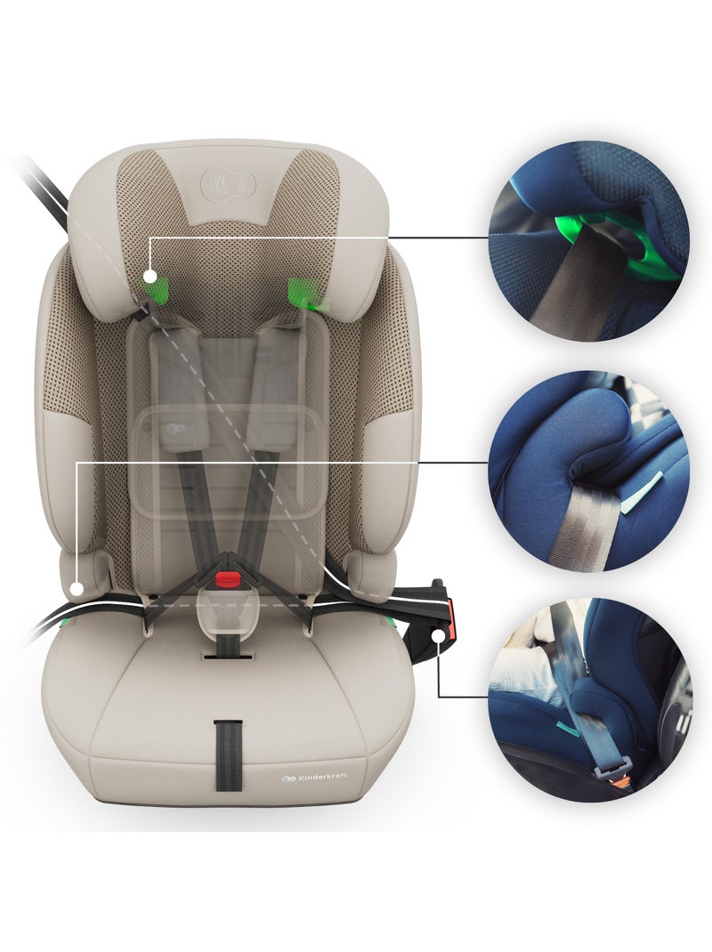 Siège auto i-Size 3-en-1 Kinderkraft COMFORT UP 2 PLUS 76-150 cm R129, rehausseur 140-150 cm Beige - Kiabi