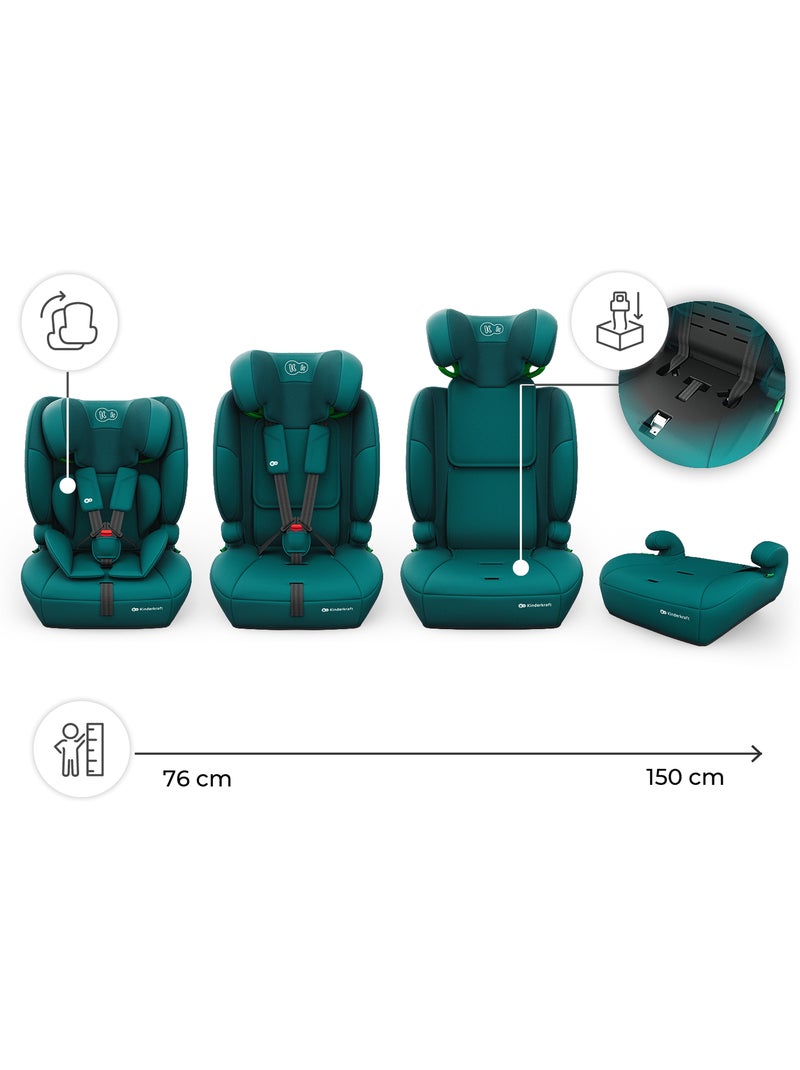 Siège auto i-Size 3-en-1 Kinderkraft COMFORT UP 2 PLUS 76-150 cm R129, rehausseur 140-150 cm Vert - Kiabi