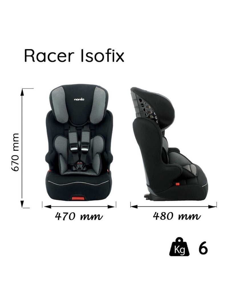 Siège Auto Isofix Racer Groupe 1/2/3 (9-36kg)  Nania London Gris Gris - Kiabi