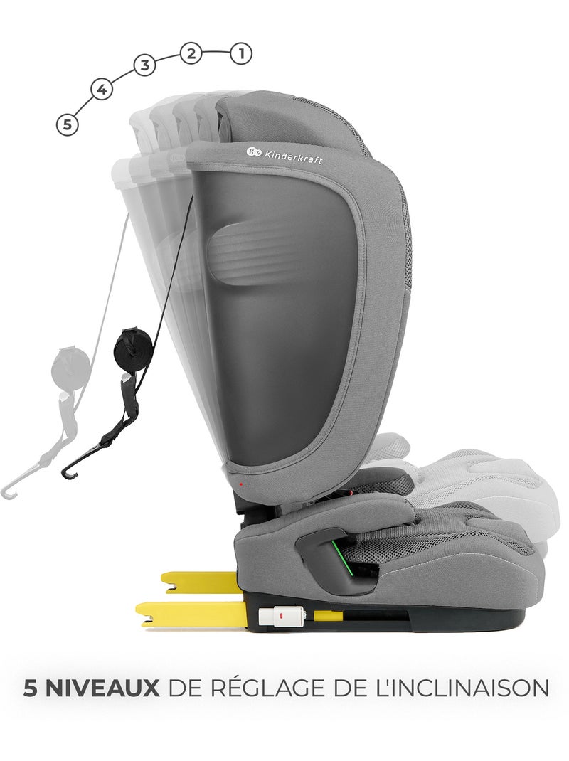 Siège auto Kinderkraft FIX2GO I-SIZE 76-150 cm inclinable 5 positions + organisateur voiture Gris - Kiabi
