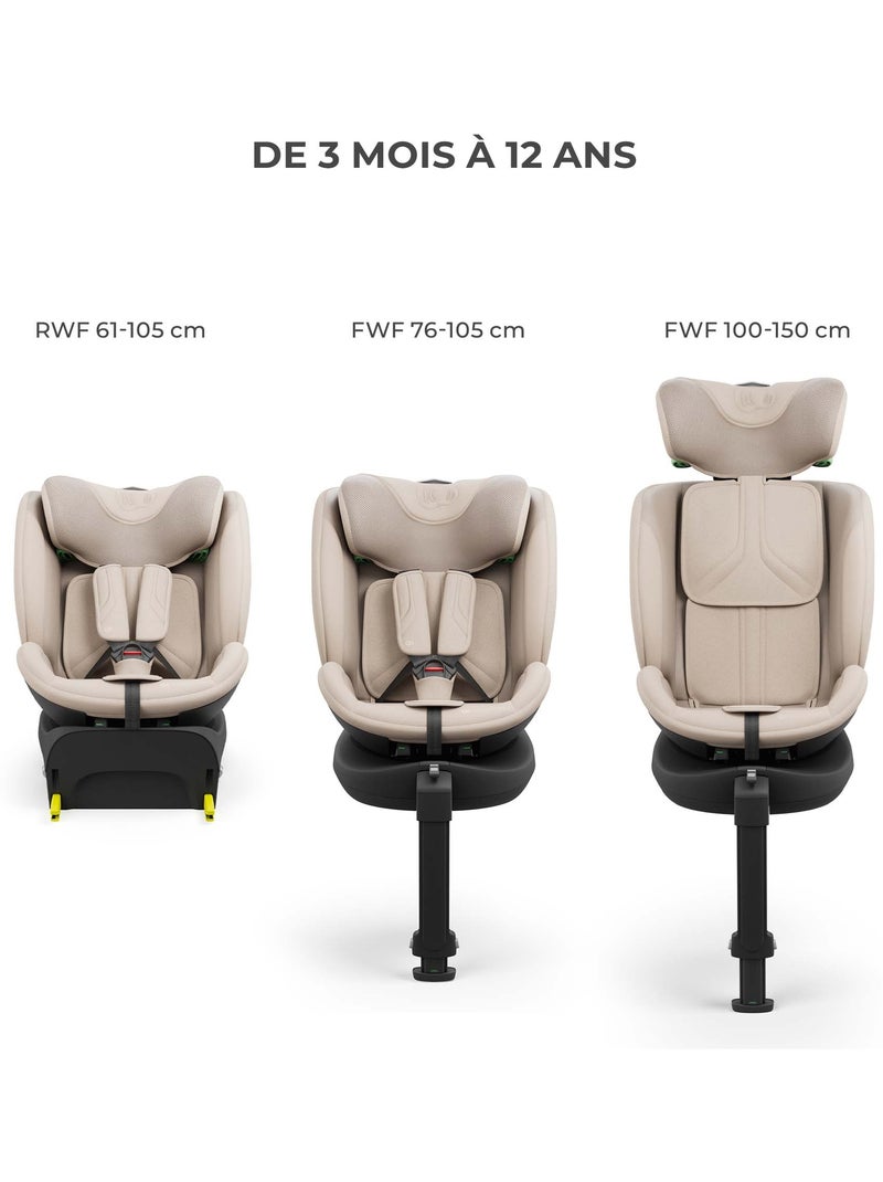 Siège Auto Kinderkraft I-FIX ENDURA SAFE 61-150 cm avec Rotation 360°, SPS+ et H-GUARD+ Beige - Kiabi