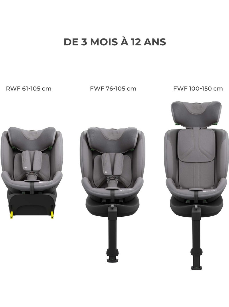 Siège Auto Kinderkraft I-FIX ENDURA SAFE 61-150 cm avec Rotation 360°, SPS+ et H-GUARD+ Gris - Kiabi