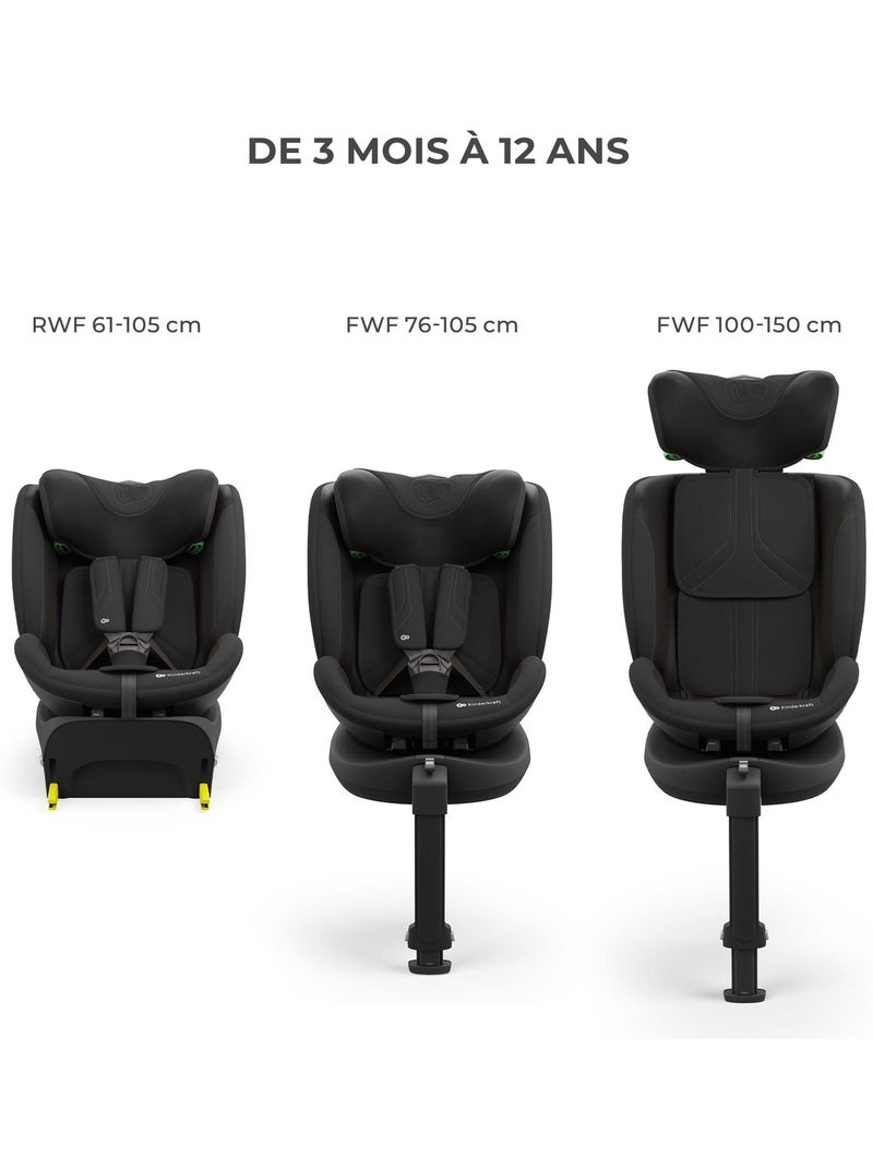 Siège Auto Kinderkraft I-FIX ENDURA SAFE 61-150 cm avec Rotation 360°, SPS+ et H-GUARD+ Noir - Kiabi