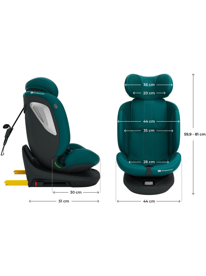 Siège auto Kinderkraft I-GROW 2 PLUS i-Size 40-150 cm dos à la route 105 cm + organisateur voiture Vert - Kiabi