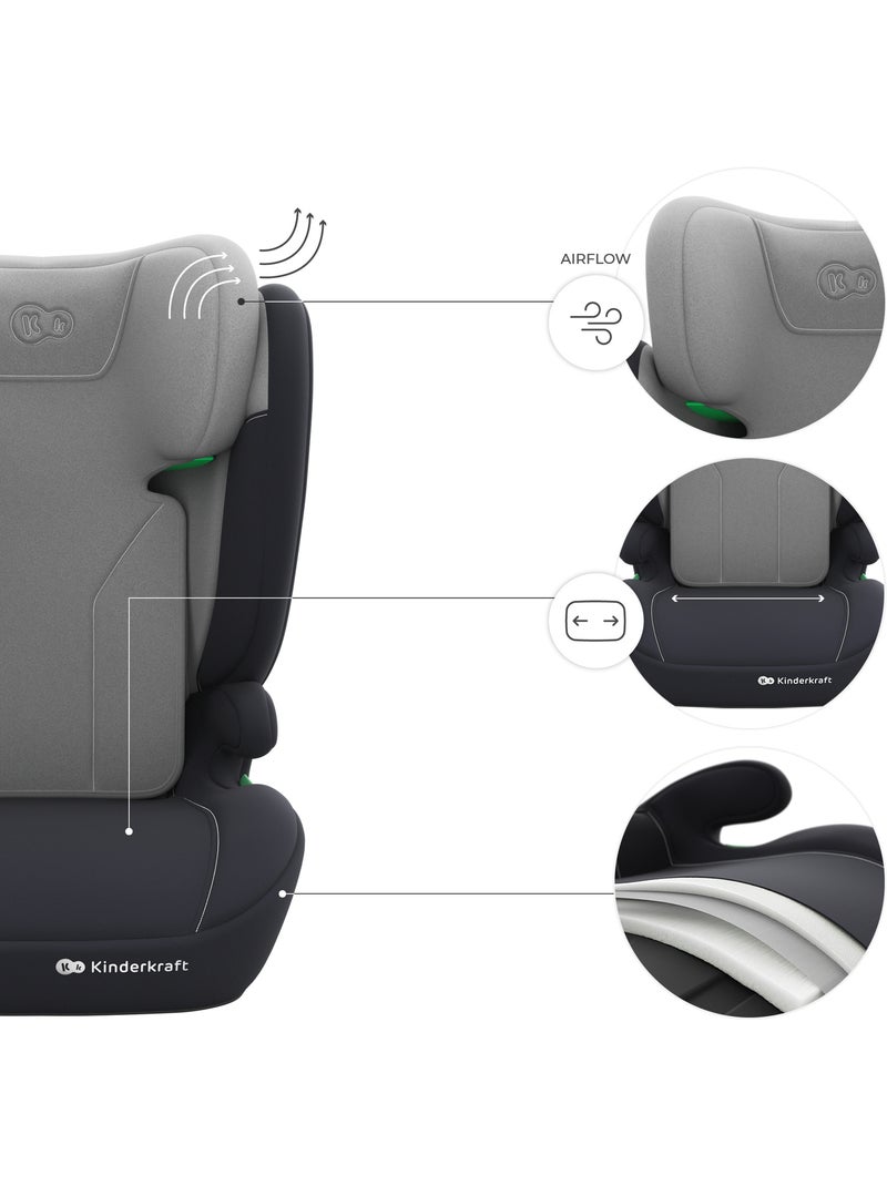 Siège auto Kinderkraft I-SPARK 2 PLUS i-Size 100-150 cm appui-tête réglable + organisateur voiture Gris - Kiabi