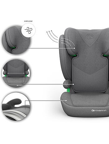 Siège auto Kinderkraft JUNIOR FIX 2 PLUS 100-150 cm confort enfant AIR FLOW + organisateur voiture
