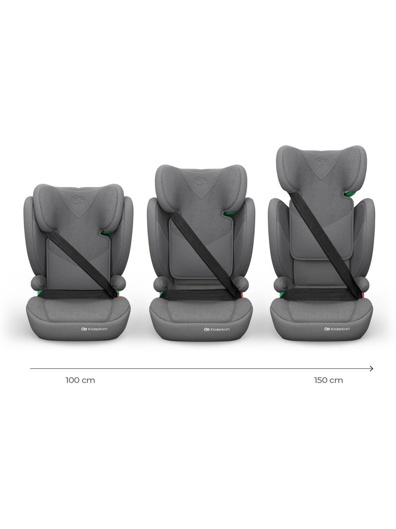 Siège auto Kinderkraft JUNIOR FIX 2 PLUS 100-150 cm appui-tête réglable SPS + organisateur voiture Gris - Kiabi