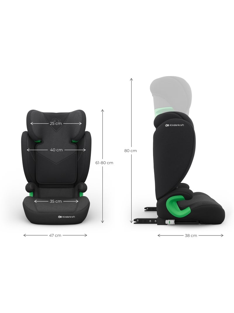 Siège auto Kinderkraft JUNIOR FIX 2 PLUS 100-150 cm ISOFIX SPS AIR FLOW + organisateur voiture Noir - Kiabi