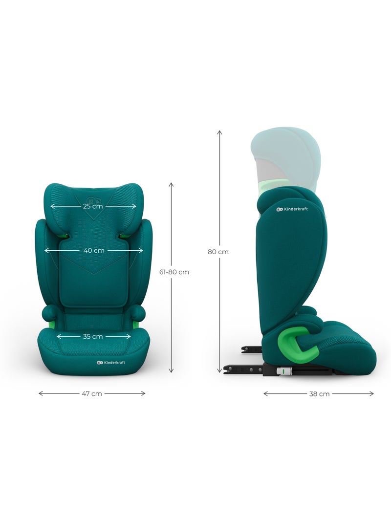 Siège auto Kinderkraft JUNIOR FIX 2 PLUS 100-150 cm protection latérale SPS + organisateur voiture Vert - Kiabi