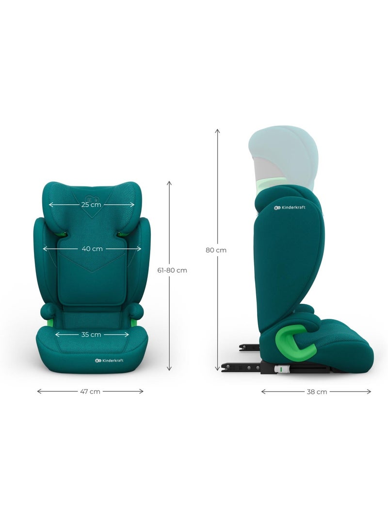 Siège auto Kinderkraft JUNIOR FIX 2 PLUS 100-150 cm rehausseur ISOFIX Air Flow respirant Vert - Kiabi