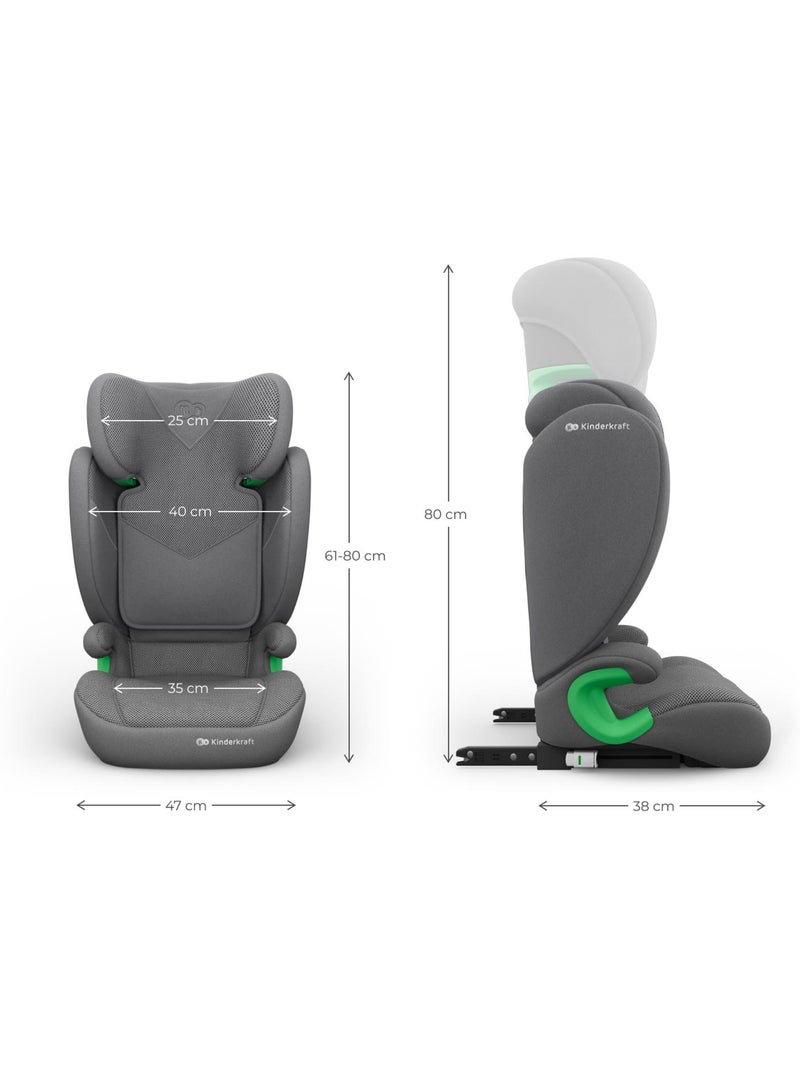Siège auto Kinderkraft JUNIOR FIX 2 PLUS 100-150 cm rehausseur ISOFIX appuie-tête réglable Gris - Kiabi