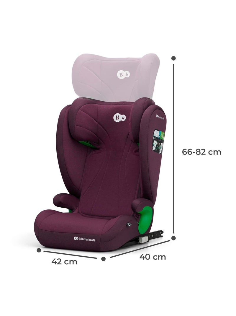 Siège auto Kinderkraft JUNIOR FIX 2 PLUS 100-150 cm rehausseur ISOFIX dossier H-GUARD SPS Bordeaux - Kiabi