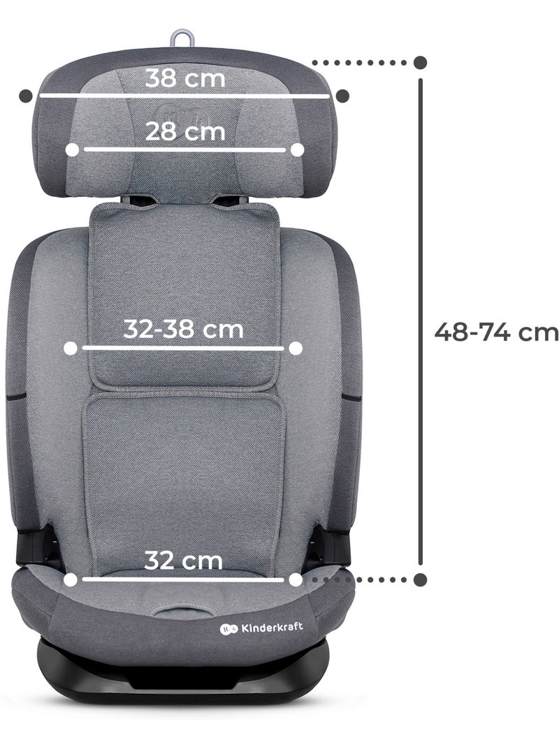 Siège auto Kinderkraft ONETO3 I-SIZE 76-150 cm protection latérale SPS + organisateur voiture Gris - Kiabi