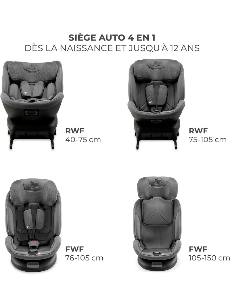 Siège Auto Kinderkraft XPEDITION 3 i-Size 360°, ISOFIX, SPS+, H-GUARD+ et EASY SPIN Gris - Kiabi