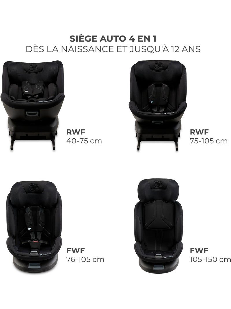 Siège Auto Kinderkraft XPEDITION 3 i-Size 360°, ISOFIX, SPS+, H-GUARD+ et EASY SPIN Noir - Kiabi