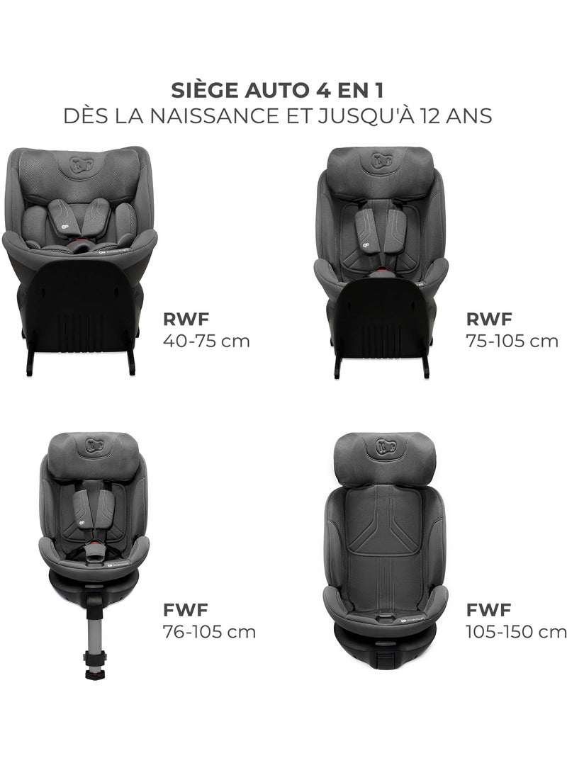 Siège auto Kinderkraft XRIDER 2 I-SIZE 40-150 cm protection latérale SPS+ Gris - Kiabi