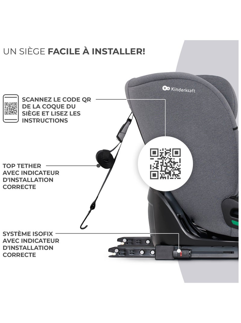 Siège auto oneto3 i size modèle pratique et confortable Gris - Kiabi