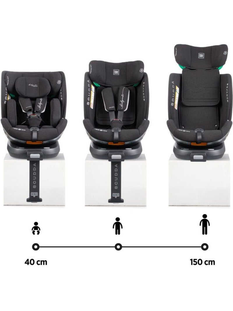 Siège auto pivotant i-size 40-150 cm groupe 0/1/2/3 jambe de force - scudda - babyauto gris anthracite - Kiabi