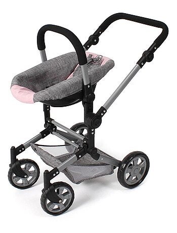 Siège auto pour poupée avec adaptateur - Gris-rose