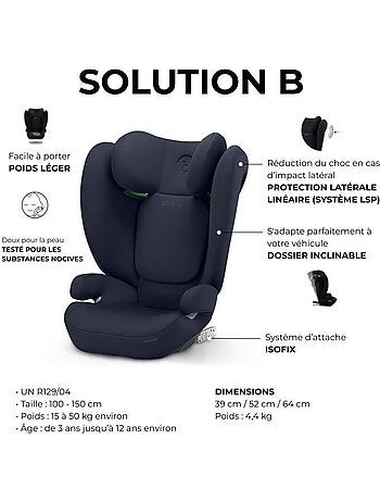 Siège auto rehausseur i-size 100-150 cm groupe 2/3 isofix - solution b i-fix - cbx by cybex