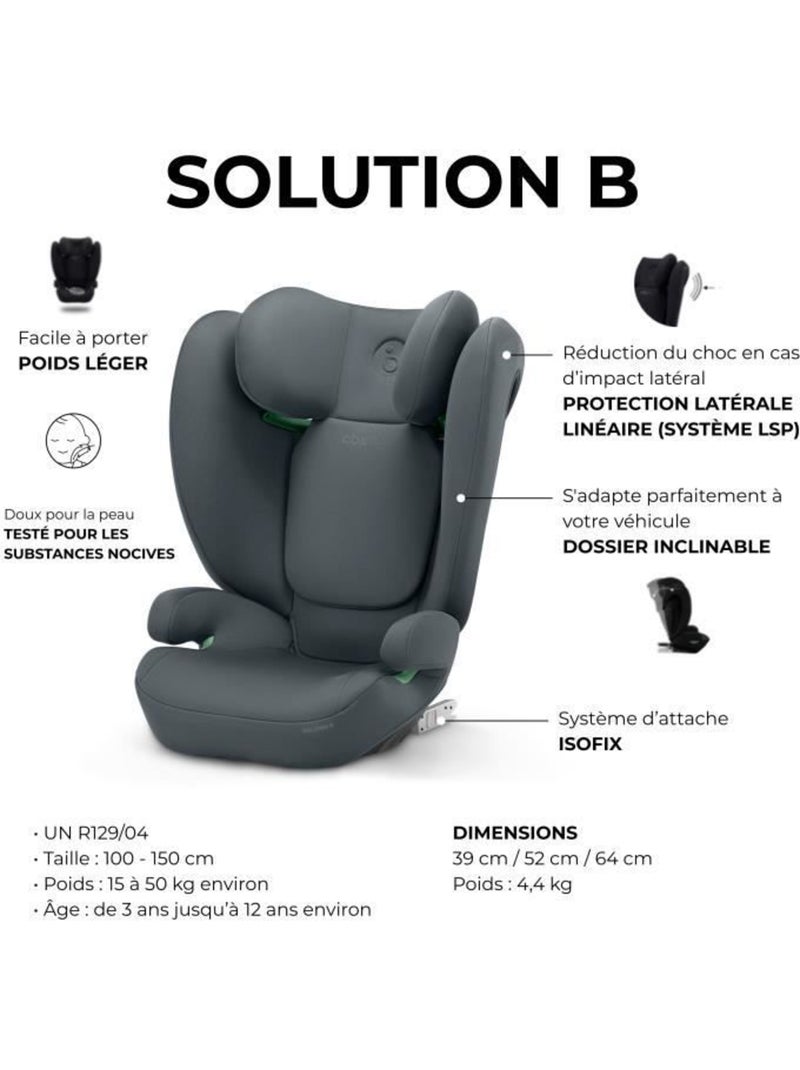 Siège auto rehausseur i-size 100-150 cm groupe 2/3 isofix - solution b i-fix - cbx by cybex Gris - Kiabi