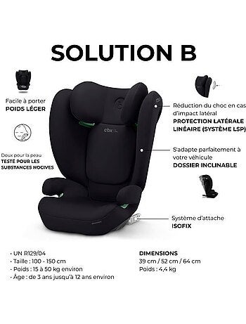 Siège auto rehausseur i-size 100-150 cm groupe 2/3 isofix - solution b i-fix - cbx by cybex