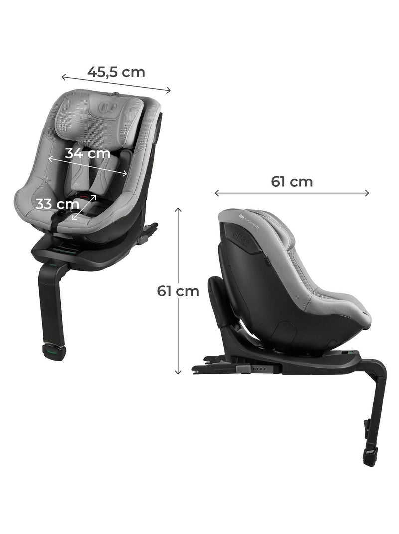 Siège auto rotatif i-size avec sécurité renforcée et inclinaison facile tissu Gris - Kiabi