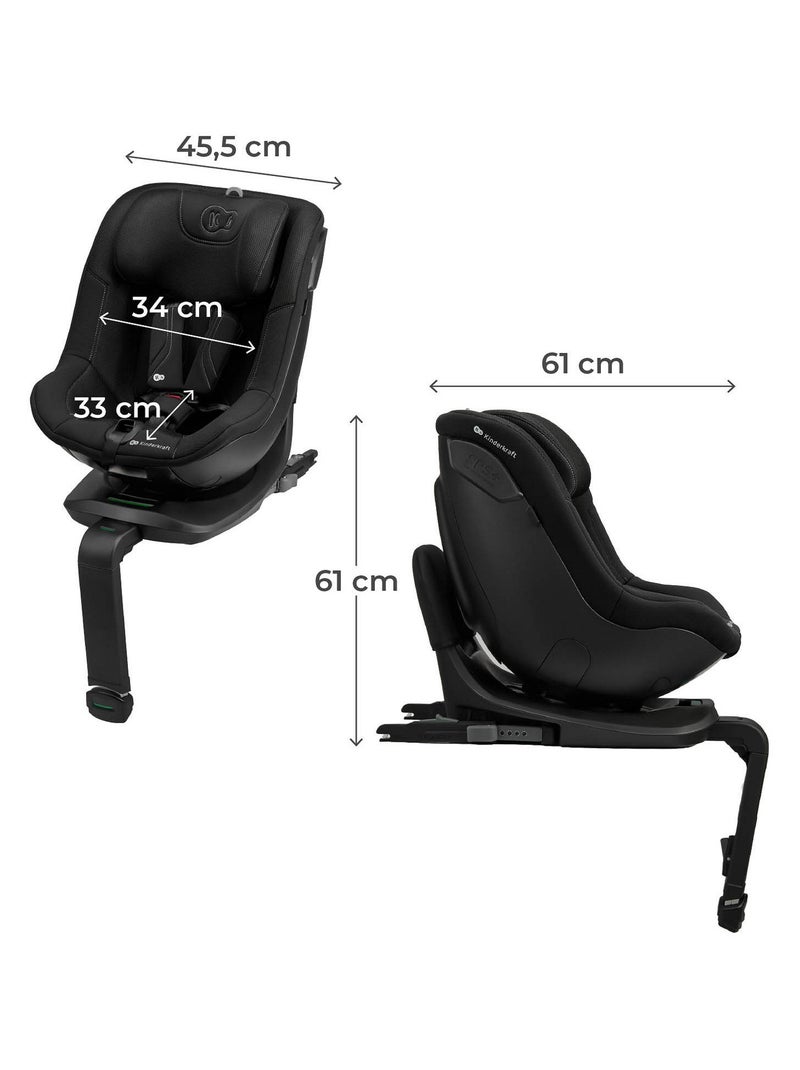Siège auto rotatif i-size avec sécurité renforcée et inclinaison facile tissu Noir - Kiabi