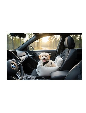 Siege auto voiture pour chien blanc